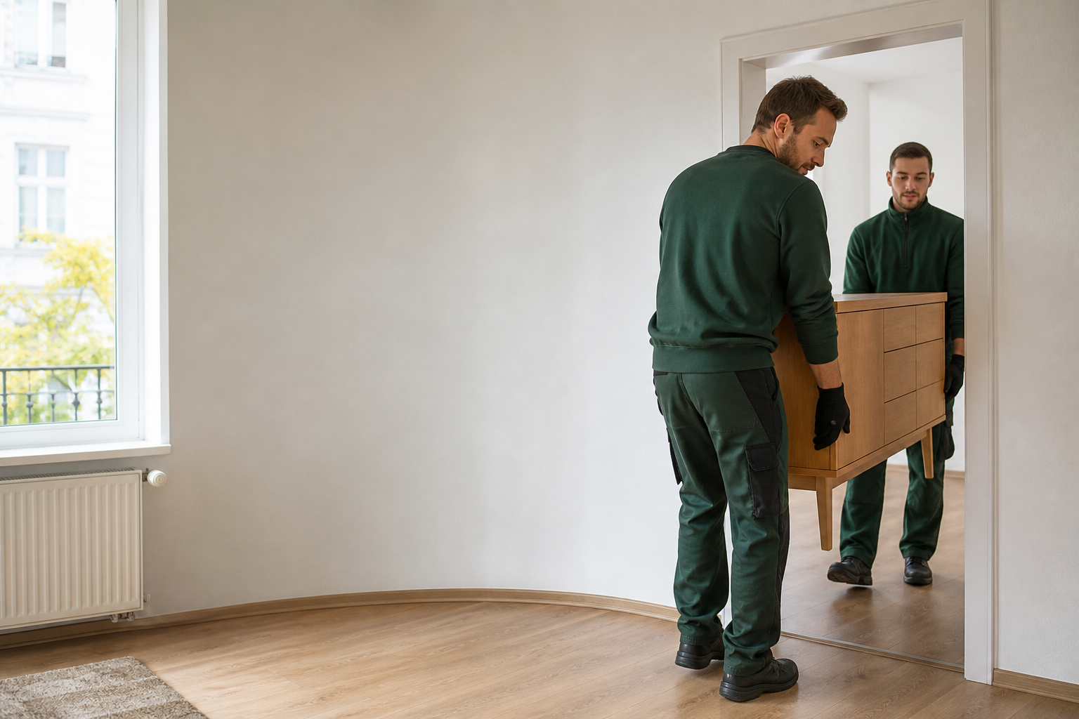 Team der Sozialen Dienste Heidelberg bei einer Wohnungsräumung
